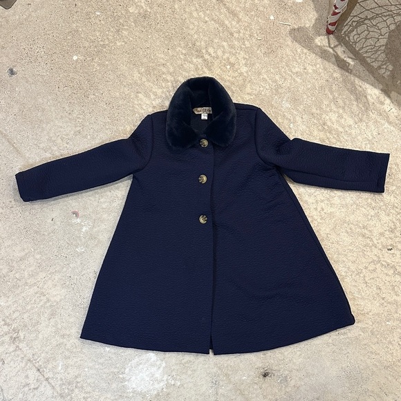 Chic Navy Kids Cape Coat - Picture 2 of 6